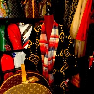 COPY - Gucci Poncho blue Guccissima with red plaid